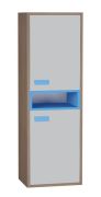 Jeugdkamer / tienerkamer - Kast Michael 01, Kleur: Eikenbruin / grijs / blauw - 138 x 45 x 34 cm (H x B x D)