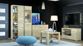 Woonkamer compleet - Set B Mochis, 5 delig, kleur: Sonoma eikenhout licht inclusief 3 kleureninzetstukken