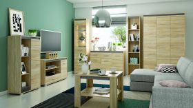 Woonkamer compleet - Set C Mochis, 7 delig, kleur: Sonoma eikenhout licht inclusief 3 kleureninzetstukken