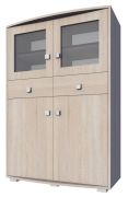 Vitrinekast Rabaul 06, kleur: Sonoma eiken - afmetingen: 150 x 110 x 40 cm (H x B x D)
