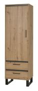 Kast Kanel 04, kleur: eiken / antraciet - Afmetingen: 195 x 60 x 41 cm (H x B x D)