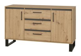 Ladekast /dressoir Kanel 09, kleur: eiken / antraciet - afmetingen: 83 x 140 x 41 cm (H x B x D)