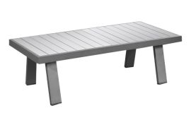 Tuintafel Lissabon van aluminium - Kleur: grijs aluminium, 1210 x 600 x 390 mm, tafelblad met aluminium latten, onderhoudsvriendelijk, weerbestendig