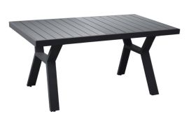 Aluminium buitentafel Lissabon - kleur: antraciet, 1380 x 800 x 650 mm, weerbestendig en onderhoudsvriendelijk, aluminium latten voor het tafelblad