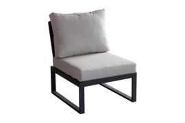 Tuinstoel Lissabon met waterdichte bekleding, kleur: antraciet, stof: lichtgrijs, bekleding 100 mm dik, frame / ombouw van aluminium