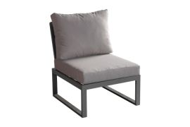 Lounge-uitbreiding Lissabon voor in de tuin, frame van aluminium – kleur: grijs aluminium, stof: donkergrijs, waterdichte vulling van 100 mm dik
