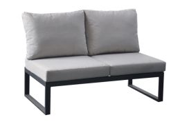 Outdoor-sofa voor 2 personen, Lissabon, frame / ombouw van aluminium – kleur: antraciet, kleur bekleding: lichtgrijs, vulling 100 mm dik en waterdicht