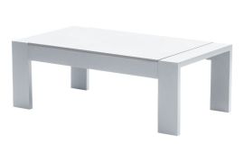 Loungetafel London van aluminium - Kleur: wit, 1100 x 600 x 400 mm, hoogwaardig HPL-tafelblad, geschikt voor buitengebruik, tuinmeubelen voor buiten