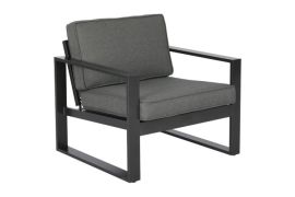 Tuinstoel Madrid met bekleding - Kleur: antraciet, kleur stof: donkergrijs, 780 x 850 x 700 x 330 mm, bekleding sneldrogend en ademend