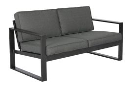 Tuinstoel Madrid van 1,5 meter breedte met snel drogende en ademende bekleding, kleur: antraciet, stofkleur: donkergrijs, 780 x 1550 x 700 mm