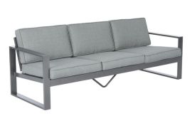 Madrid 3-zits tuinsofa met armleuningen, kleur: grijs aluminium, stof: lichtgrijs, 780 x 2250 x 700 mm, zitkussens slijtvast, veerkrachtig, sneldrogend