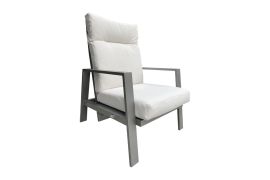 Tuinstoel Rom met bekleding en verstelbare rugleuning, grijs aluminium/lichtgrijs, 790 x 740 x 960 mm, gepoedercoat aluminium, SPUN-polyester