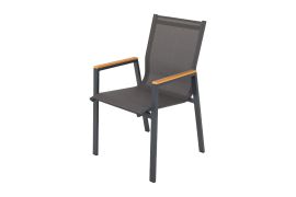 Tuinstoel Turin van aluminium - Kleur: antraciet, 680 x 560 x 920 x 430 mm, met armleuningen, frame / ombouw van aluminium, zeer comfortabel, onderhoudsvriendelijk