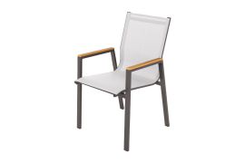 Tuinstoel Turin met armleuningen - Kleur: grijs aluminium, 680 x 560 x 920 x 430 mm, frame / ombouw van aluminium, comfortabele stoel, onderhoudsvriendelijk, UV-bestendig