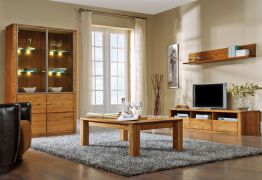 Woonkamer compleet - Set A Jussara, 4 - onderdelen, deels massief, kleur: amber