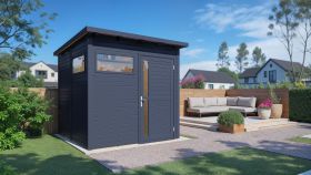 Tuinhuis / berging Kiel 02 incl. vloer, gereedschap schuur, antraciet - 19 mm element tuinhuisje, bruikbare oppervlakte: 5,10 m², plat dak