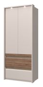Kledingkast met veel opbergruimte Papauta 01, kleur: kasjmier / donker eiken - Afmetingen: 226 x 97 x 60 cm (H x B x D)