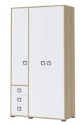 Draaideurkast / kledingkast 19, kleur: beuken / wit - 236 x 126 x 56 cm (h x b x d)