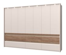 Kledingkast met 7 deuren Papauta 15, kleur: kasjmier / donker eiken - Afmetingen: 226 x 322 x 60 cm (H x B x D)
