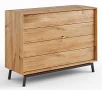 Commode / ladekast Salleron 17, geolied massief wild eiken, kleur: onbehandeld - Afmetingen: 90 x 121 x 45 cm (H x B x D)