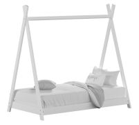 Kinderbed / kleuterbed massief grenen, wit gelakt, incl. lattenbodem - ligvlak: 80 x 160 cm (b x l)