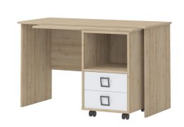 Bureau 29, kleur: beuken / wit - 76 x 125 x 60 cm (H x B x D)