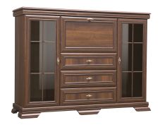 Vitrine kast Sentis 12, kleur: donkerbruin - 117 x 158 x 46 cm (H x B x D)