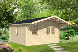 tuinhuis / chalet Scharnock 01 incl. vloer - 70 mm blokhut profielplanken, grondoppervlakte: 17,6 m², zadeldak