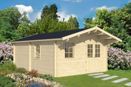 tuinhuis / chalet Scharnock 05 incl. vloer - 70 mm blokhut profielplanken, grondoppervlakte: 24,1 m², zadeldak