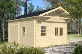 tuinhuis / chalet Scharnock 07 incl. vloer - 70 mm blokhut profielplanken, grondoppervlakte: 24,1 m², zadeldak