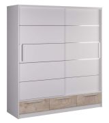 Sidonia 09 schuifdeurkast / kleerkast, kleur: eiken / wit - afmetingen: 220 x 200 x 62 cm (H x B x D)