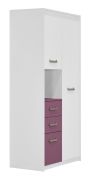 Kinderkamer - kledingkast Koa 05, kleur: Wit / Violet - Afmetingen: 203 x 96 x 52 cm (H x B x D)