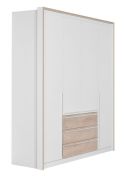 Draaideurkast / kledingkast Cerdanyola 01, kleur: eiken / wit - afmetingen: 216 x 195 x 56 cm (H x B x D)