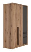 Draaideurkast / kledingkast Cerdanyola 02, kleur: eiken / grijs - afmetingen: 216 x 147 x 56 cm (H x B x D)