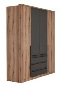 Draaideurkast / kledingkast Cerdanyola 01, kleur: eiken / grijs - afmetingen: 216 x 195 x 56 cm (H x B x D)