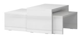 Salontafel Garim 43, 2 delen, kleur: wit hoogglans