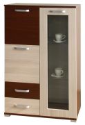 Highboard kast / vitrine Cikupa 16, kleur: Noten / Iepen - Afmetingen: 130 x 80 x 40 cm (H x B x D)