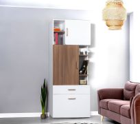 kast Bulolo 24, kleur: wit / noten - afmetingen: 198 x 80 x 38 cm (H x B x D)