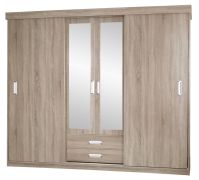 Schiebetürenschrank / Kleiderschrank Kikori 13, Farbe: Sonoma Eiche - Abmessungen: 210 x 250 x 62 cm (H x B x T)