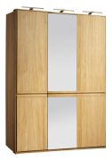 Kledingkast / draaideurkast Fazenda 02, kleur: naturel, gedeeltelijk massief eiken - 222 x 115 x 61 cm (H x B x D)