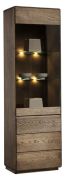 Vitrine kast Fazenda 03, kleur: donkerbruin, semi massief eiken – 199 x 61 x 41 cm (H x B x D)