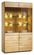 Vitrine Fazenda 05, kleur: naturel, gedeeltelijk massief eiken - 200 x 119 x 41 cm (h x b x d)