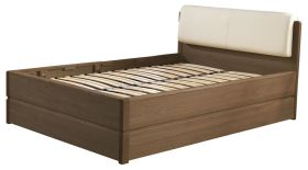 Tweepersoonsbed met opbergruimte Fazenda 07, kleur: donkerbruin, gedeeltelijk massief eiken - 140 x 200 cm (B x L)