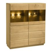 Vitrine Fazenda 19, kleur: onbehandeld, semi massief eiken – 137 x 119 x 41 cm (H x B x D)