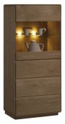 Vitrine / servieskast Fazenda 21, kleur: donkerbruin, gedeeltelijk massief eiken - 135 x 61 x 41 cm (H x B x D)