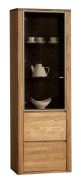 Vitrine kast Jussara 03, kleur: amber, semi massief eiken – 201 x 69 x 42 cm (H x B x D)