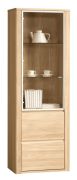 Vitrinekast Jussara 03, kleur: lichtbruin, semi massief eiken - 201 x 69 x 42 cm (H x B x D)