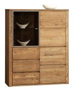 Vitrine kast Jussara 10, kleur: amber, semi massief eikenhout – 150 x 124 x 42 cm (H x B x D)