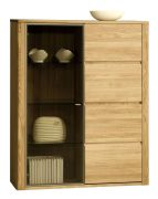 Vitrinekast Jussara 11, kleur: onbehandeld, semi massief eiken - 150 x 124 x 42 cm (H x B x D)
