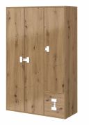 Jeugdkamer - draaideurkast / kledingkast Garian 04, kleur: eiken / wit - afmetingen: 191 x 120 x 50 cm (H x B x D)